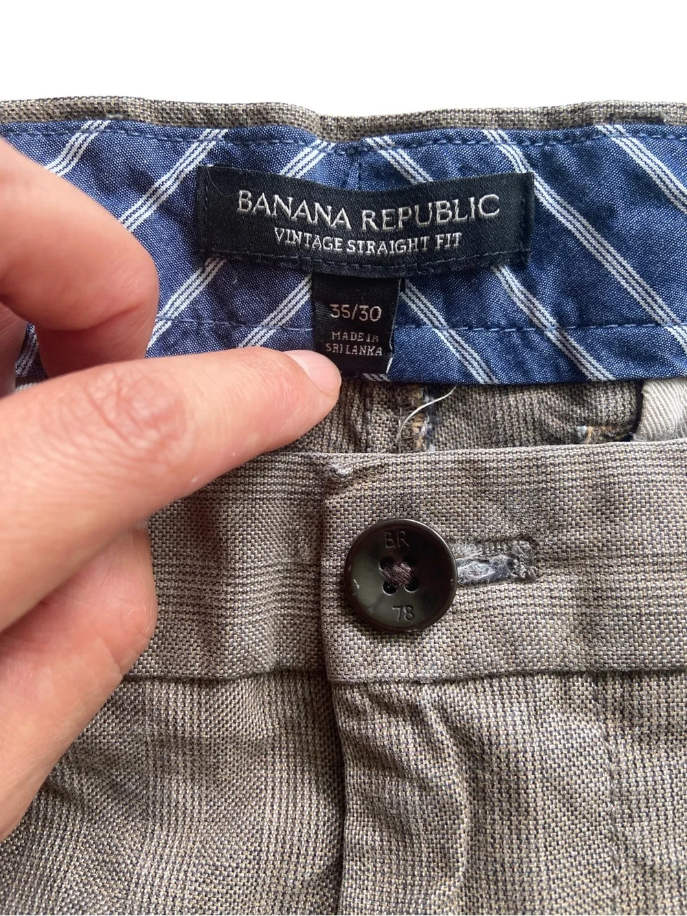 Banana Republic Vintage Straight Fit Chino Pants Men’s 35x30 Gray Brown Twill